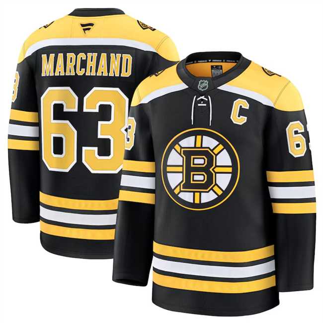 Mens Boston Bruins #63 Brad Marchand Black 2024-25 Home Stitched Hockey Jersey Dzhi->boston bruins->NHL Jersey